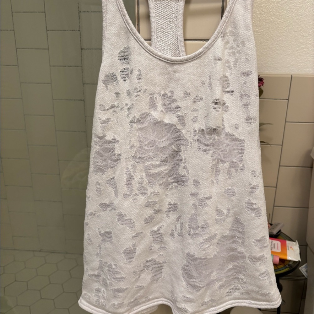 Alo White Lace Women's Tank Top